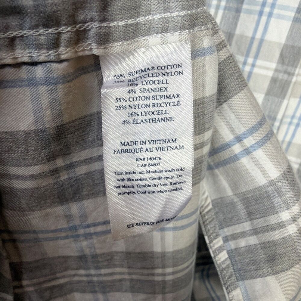 Faherty Men's Large Blue Grey Plaid Flannel Long Sleeve The Movement Shirt - Picture 7 of 9